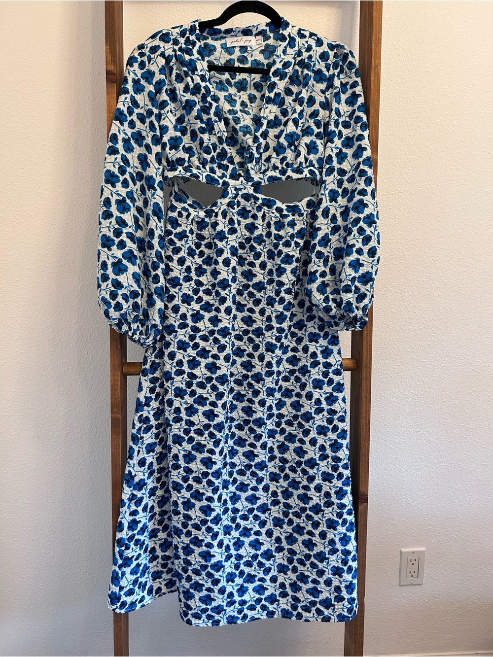 Petal & Pup Blue Floral Tie-Front Midi Dress